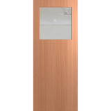 Wooden door with a glass panel on a green background. BFR15SPMClear.