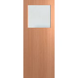 Wooden door with a glass panel on a green background. BFR15SPMFrost.
