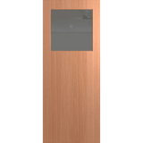 Wooden door with a glass panel on a green background. BFR15SPMGrey. 