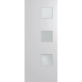 White door with glass panels on a green background. BFR1DuraXPFrost