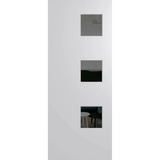 White door with glass panels on a green background. BFR1DuraXPGrey