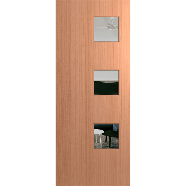 Wooden door with glass panels on a green background. BFR1SPMClear