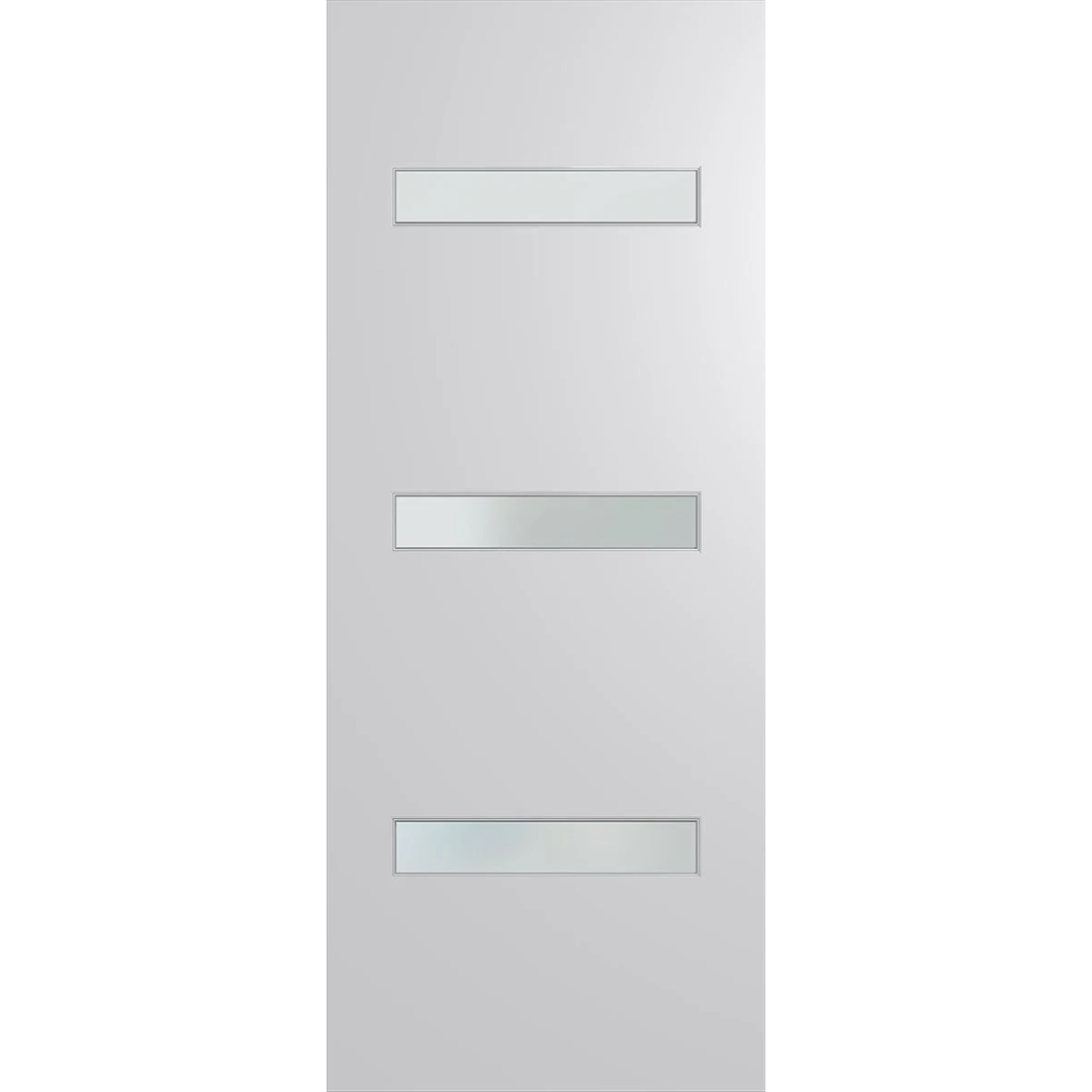 Modern white door with glass panels on a white background. BFR2DuraXPFrost