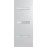 Modern white door with glass panels on a white background. BFR2DuraXPFrost