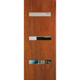 Wooden door with modern design elements on a white background. BFR2MerbauClear.