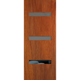 Wooden door with glass panels on a white background. BFR2MerbauGrey