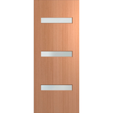 Wooden door with three horizontal silver stripes on a white background. BFR2SPMFrost