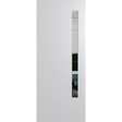 White door with a vertical rectangular window on a white background. BFR3DuraXPClear