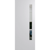 White door with a vertical rectangular window on a white background. BFR3DuraXPClear