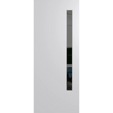 White door with a narrow vertical window on a white background. BFR3DuraXPGrey