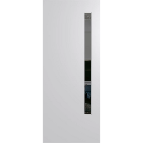 White door with a narrow vertical window on a white background. BFR3DuraXPGrey