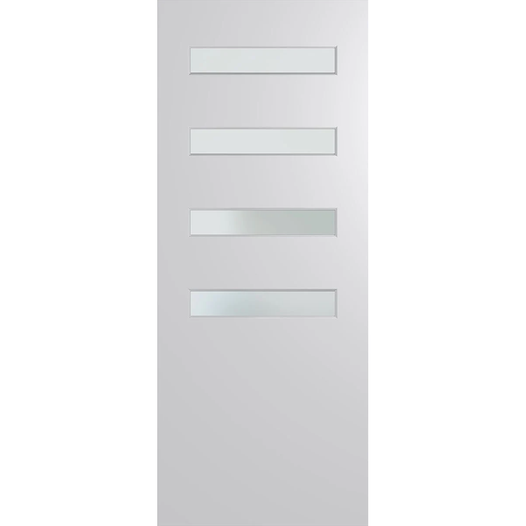 White door with glass panels on a white background. BFR4013DuracoteFrost.