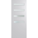 White door with glass panels on a white background. BFR4013DuracoteFrost.