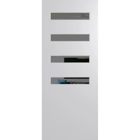 White door with glass panels on a white background. BFR4013DuracoteGrey.