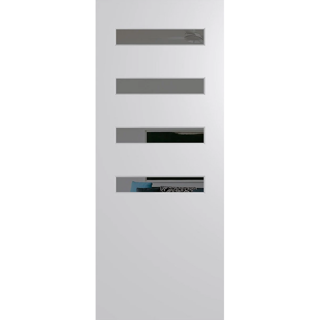 White door with glass panels on a white background. BFR4013DuracoteGrey.