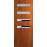 Wooden door with mail slots on a white background. BFR4013MerbauClear.