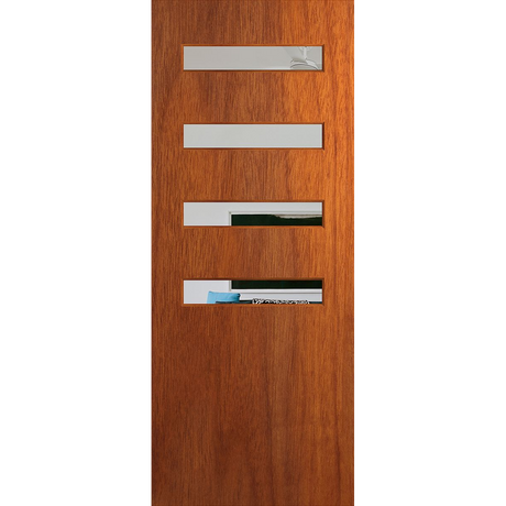 Wooden door with mail slots on a white background. BFR4013MerbauClear.