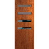 Wooden door with glass panels on a white background. BFR4013MerbauGrey.