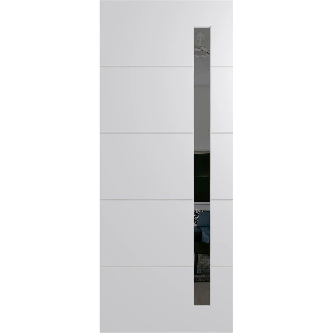 White door with a central rectangular window on a white background. BFR4017DuracoteGrey.
