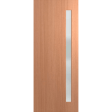 Wooden door with a vertical glass panel on a green background. BFR401SPMFrost.