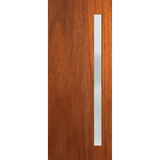 Wooden door with a silver handle on a transparent background. BFR401_Merbau_Frost.