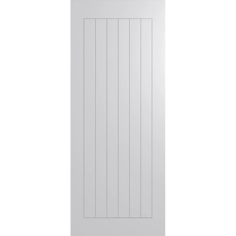 White door with vertical slats on a white background. BFR4023Duracote.