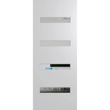 White door with glass panels on a green background. BFR405DuracoteClear.