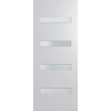 White door with glass panels on a green background. BFR405DuracoteFrost.