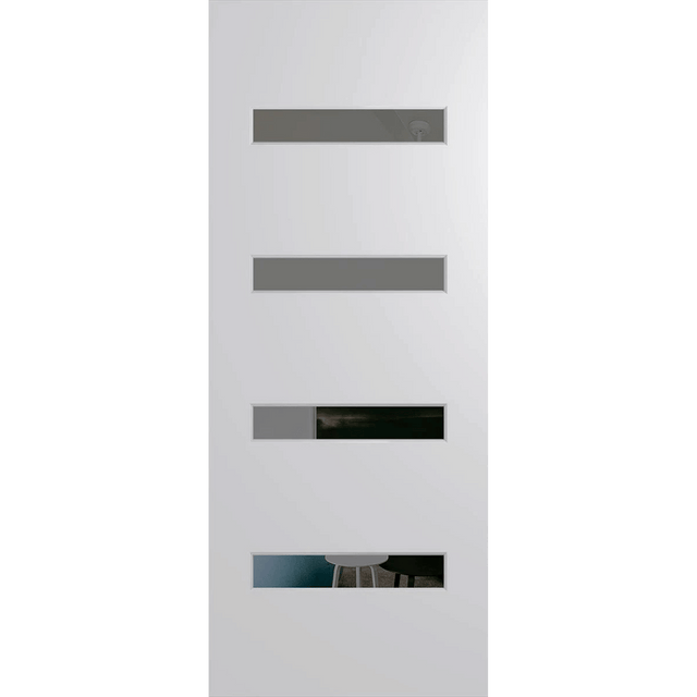 White door with glass panels on a green background. BFR405DuracoteGrey. 