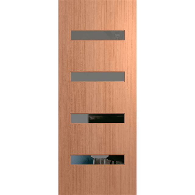 Wooden door with gray slats. BFR405SPMGrey.