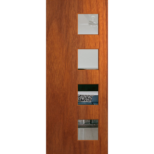 Wooden door with square panels. BFR407MerbauClear.