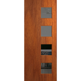 Wooden door with glass panels on a white background. BFR407MerbauGrey.