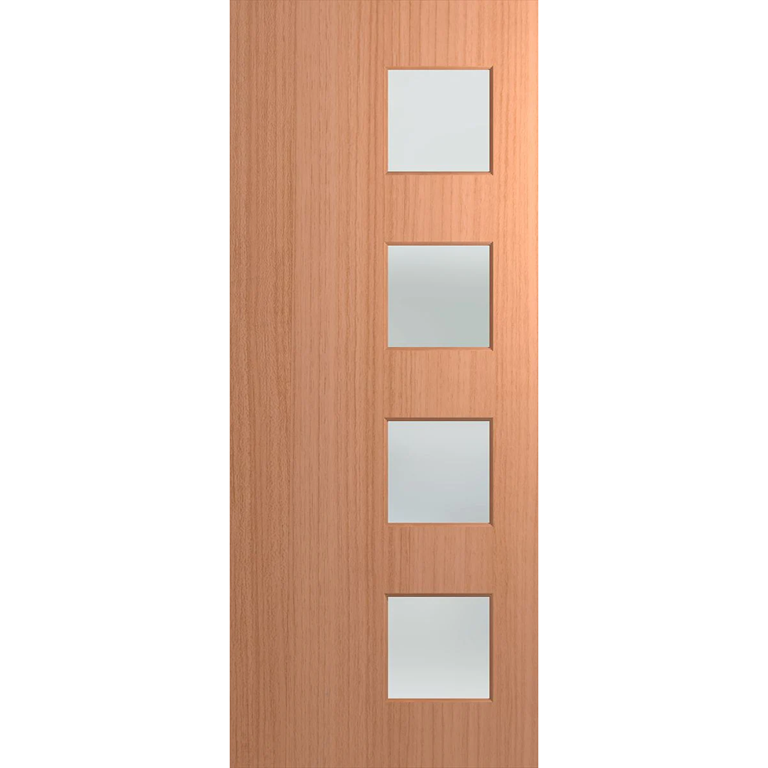 Wooden door with four glass panels on a white background. BFR407SPMFros