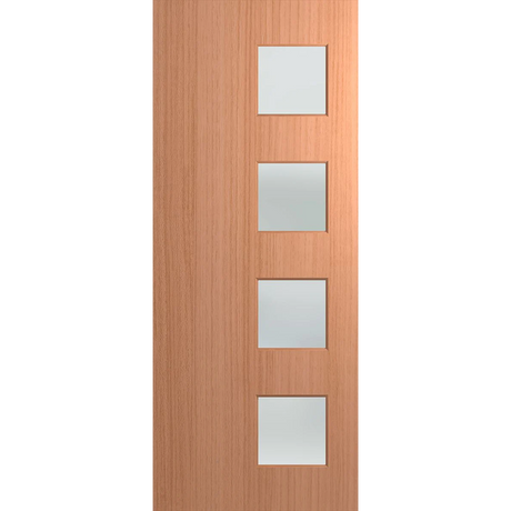 Wooden door with four glass panels on a white background. BFR407SPMFros