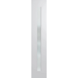 White door with a vertical glass panel on a green background. BFR409DuracoteFrost.