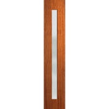 Wooden door with a glass panel on a transparent background. BFR409MerbauFrost.