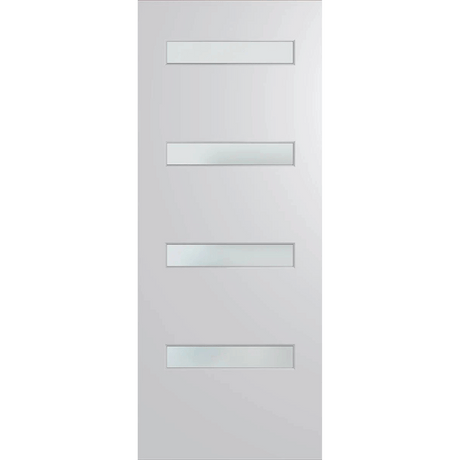 White door with glass panels on a green background. BFR4_DuraXP_Frost