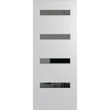 Modern white door with glass panels on a green background. BFR4_DuraXP_Grey