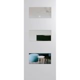 White door with glass panels showing interior decor. BFR5DuraXPClear
