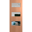 Wooden door with glass panels showing a room interior. BFR5SPMClear.