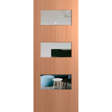 Wooden door with glass panels showing a room interior. BFR5SPMClear.