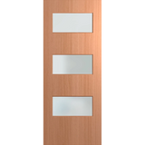 Wooden door with three glass panels on a white background. BFR5SPMFrost.
