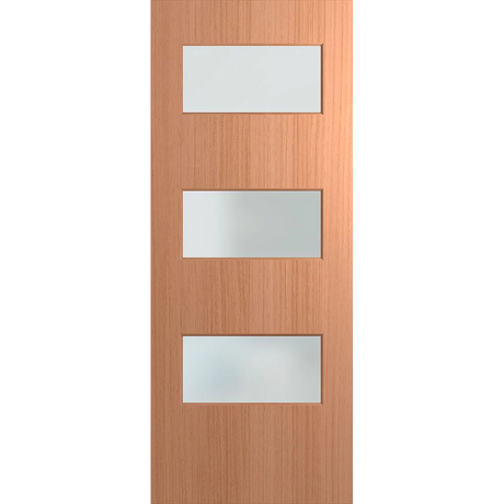 Wooden door with three glass panels on a white background. BFR5SPMFrost.