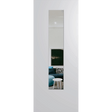 Tall vertical mirror on a white door with a green background. BFR6DuraXPClear.