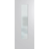 White door with a glass panel on a green background. BFR6DuraXPFrost. 