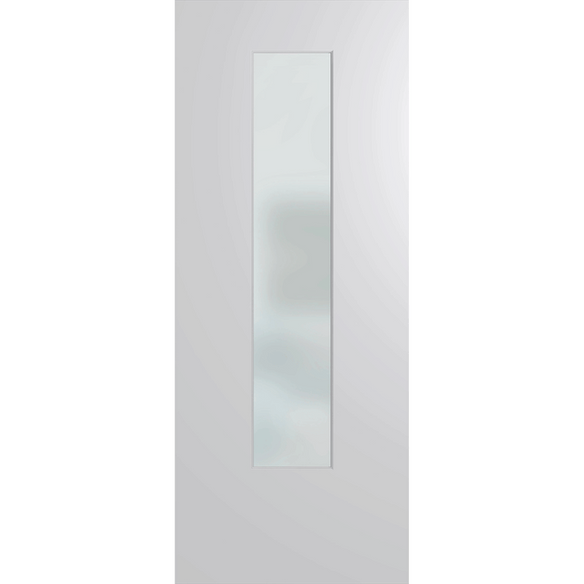White door with a glass panel on a green background. BFR6DuraXPFrost. 