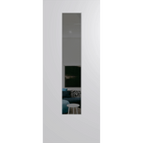 White door with a narrow glass panel on a green background. BFR6DuraXPGrey.