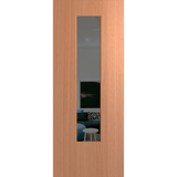 Wooden door with a glass panel on a green background. BFR6SPMGrey.