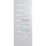 White door with glass panels on a green background. BFR8DuraXPFrost