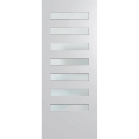 White door with glass panels on a green background. BFR8DuraXPFrost